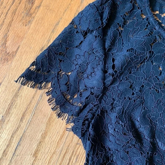 Banana Republic Lace Overlay Sheath Dress Raw Scalloped Hem Lined Size 0 NWT - Picture 11 of 14